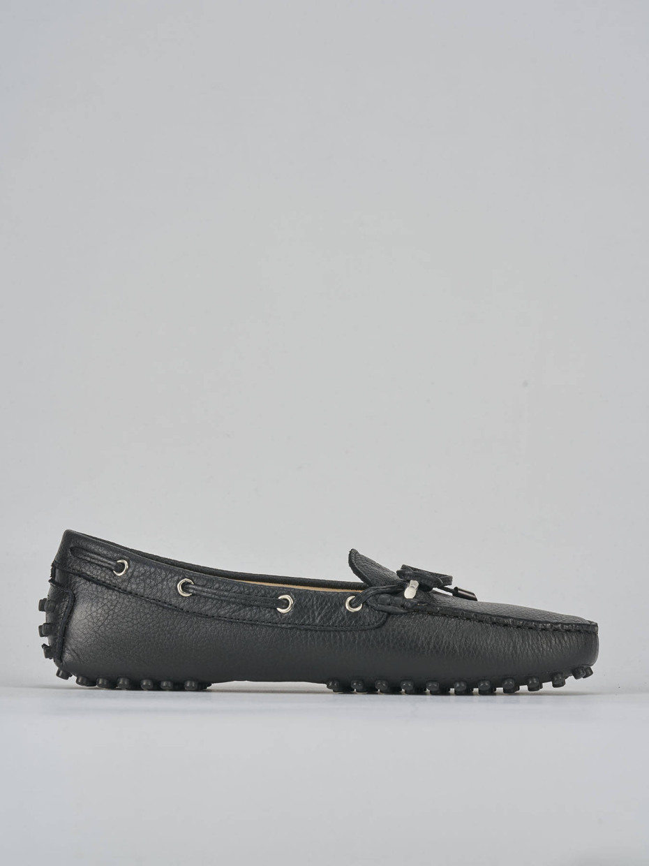 Mocasines tacón 1 cm negro cuero