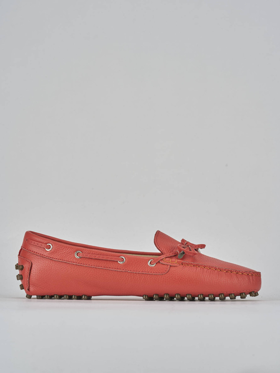 Mocasines tacón 1 cm rojo cuero