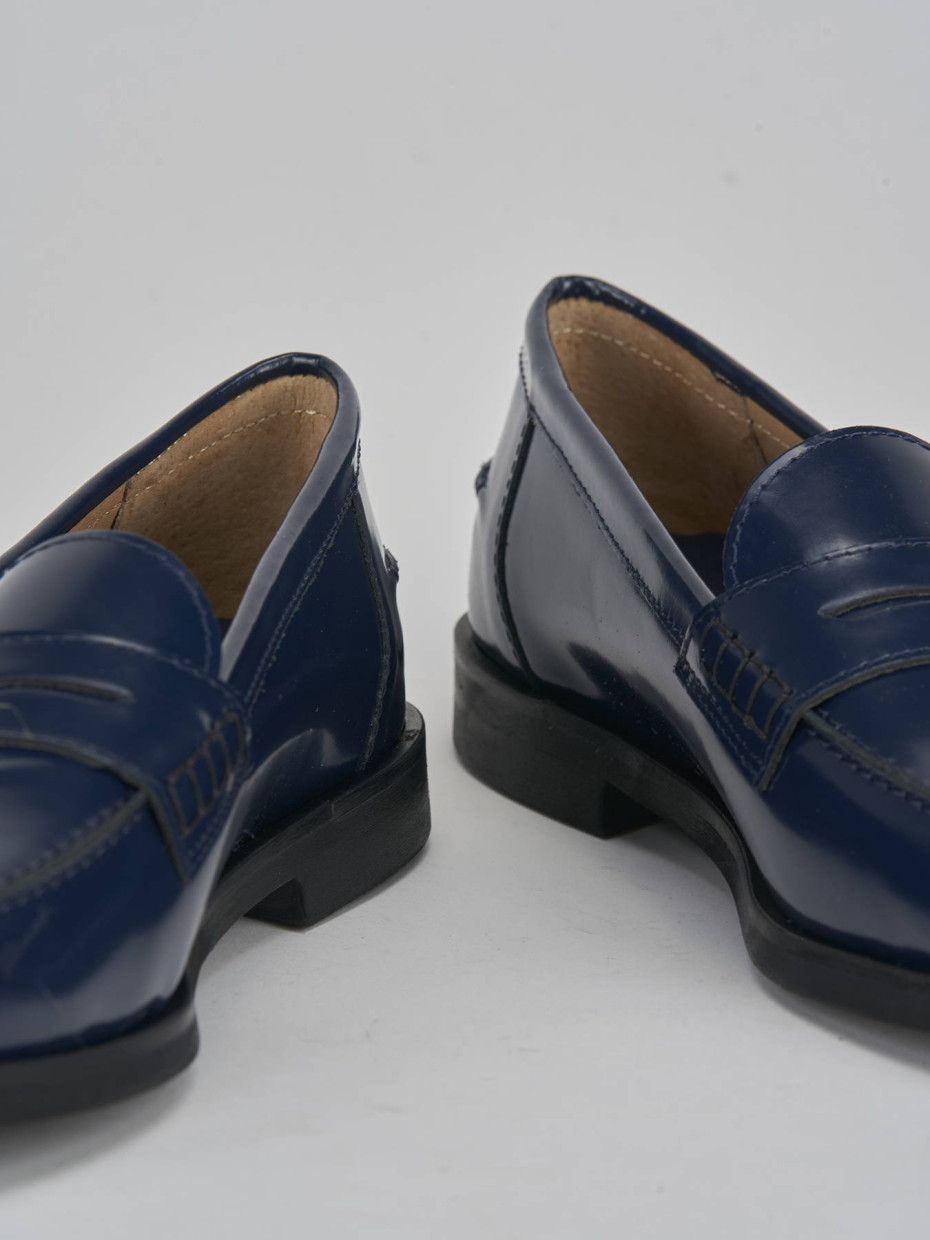Mocasines tacón 1 cm azul cuero