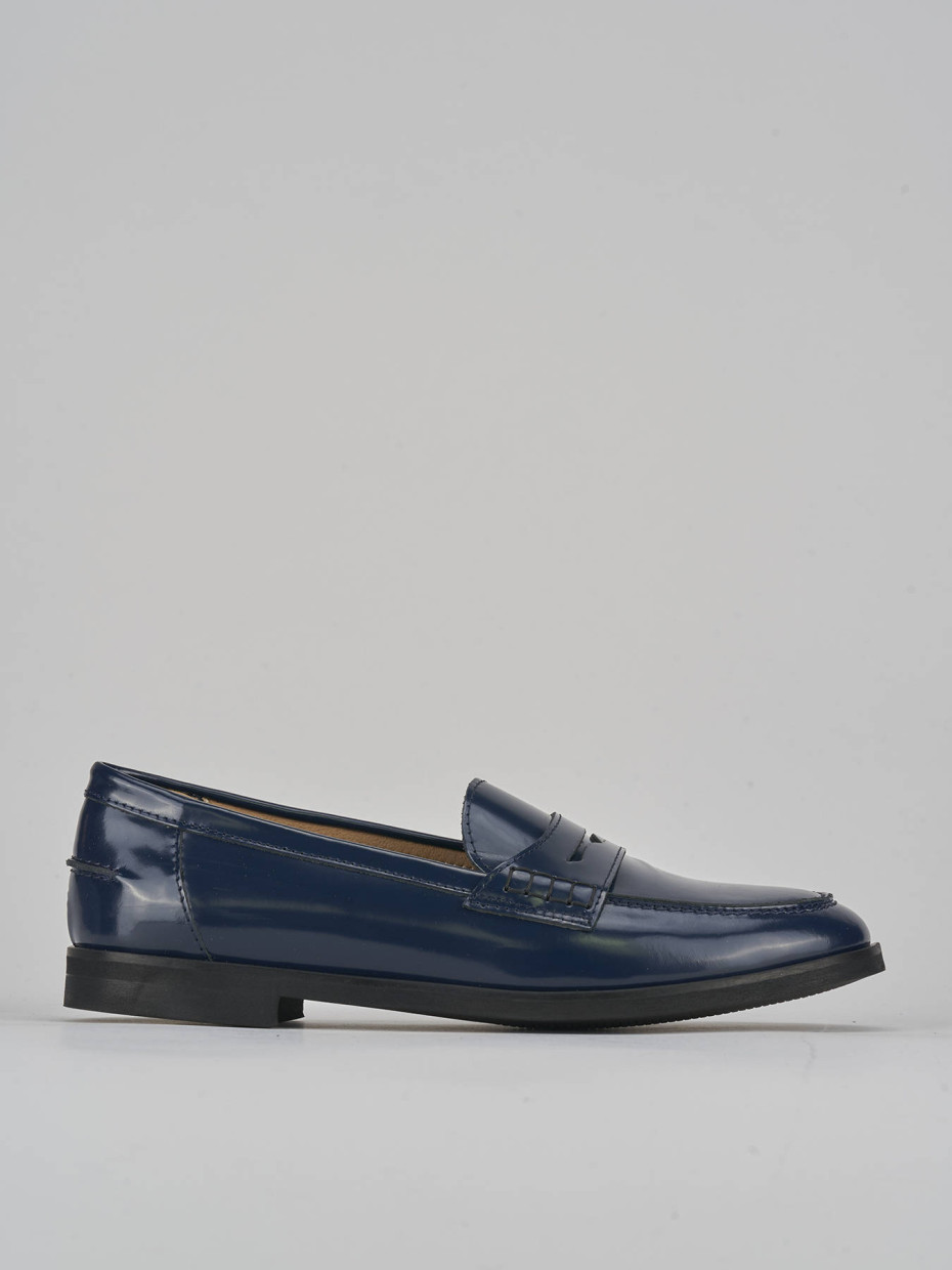 Mocasines tacón 1 cm azul cuero