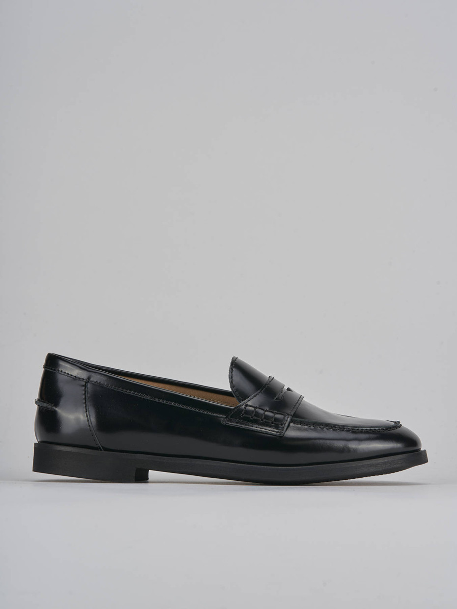 Mocasines tacón 1 cm negro cuero