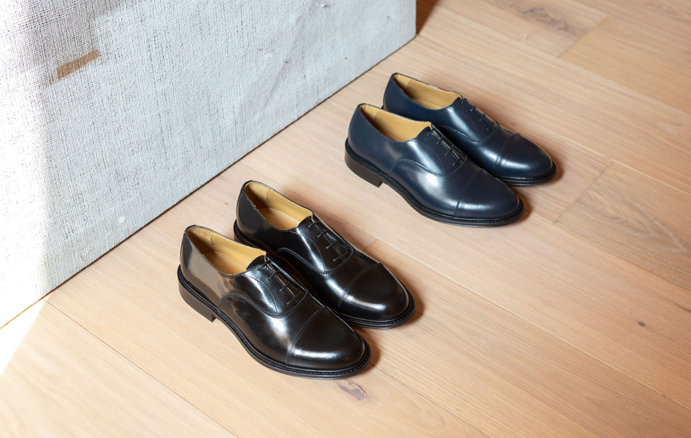 Lace-up shoes blu leather