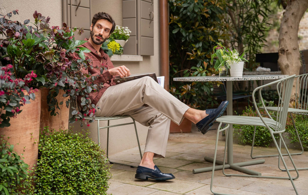 Mocasines azul cuero