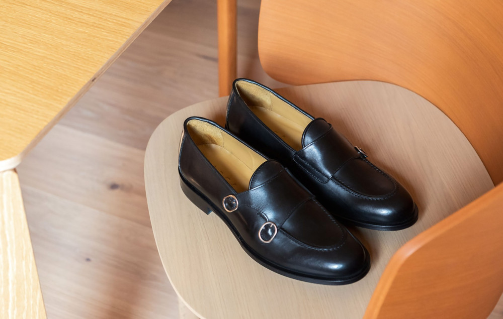 Mocasines negro cuero