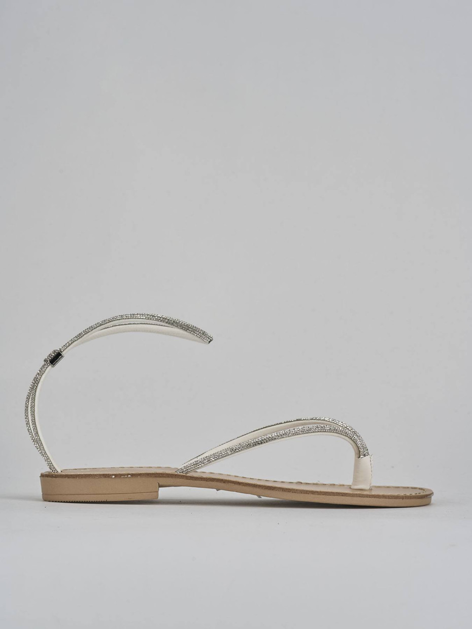 Sandalias de tacón bajo tacón 1 cm plata cuero