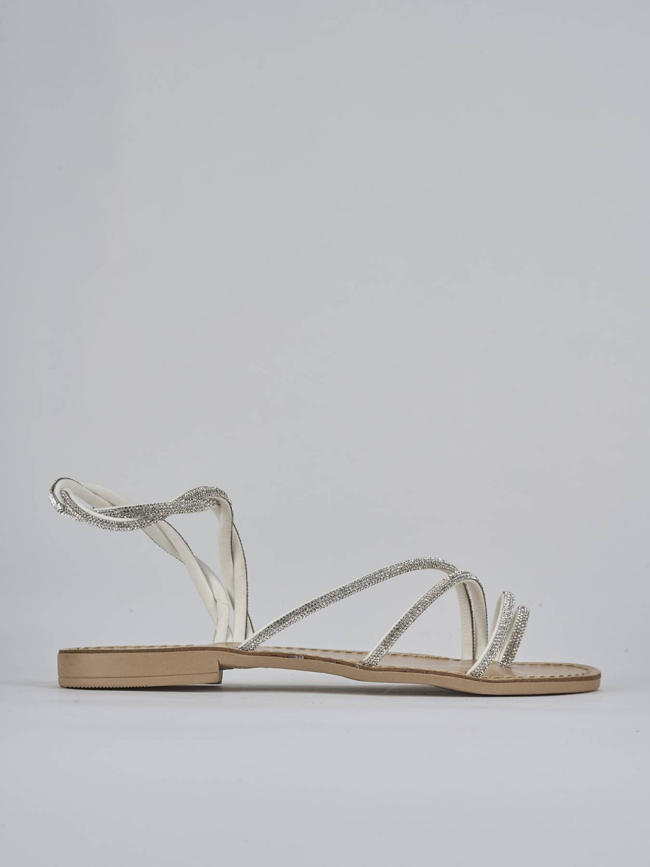 Sandalias de tacón bajo tacón 1 cm plata cuero