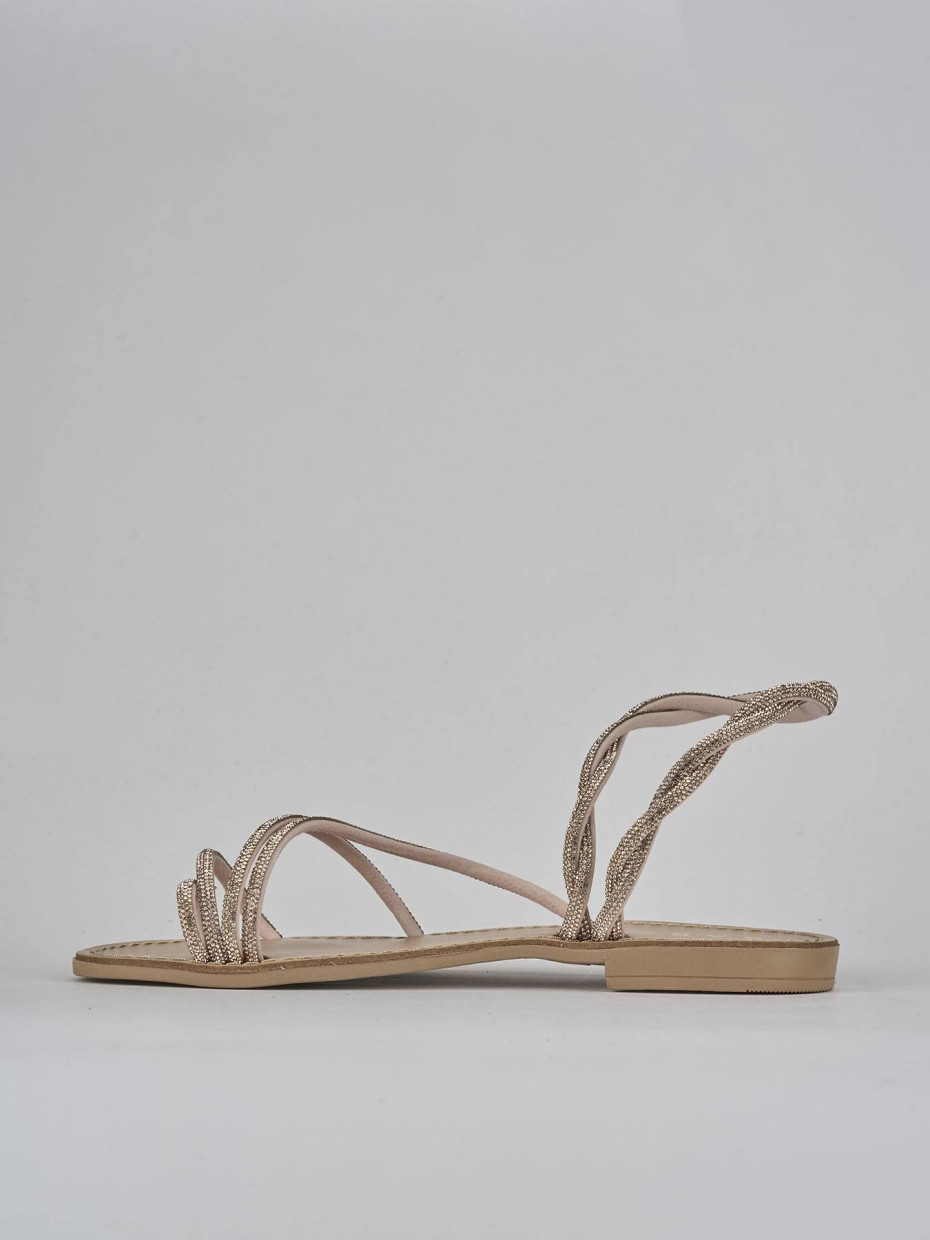 Sandalias de tacón bajo tacón 1 cm rosa cuero