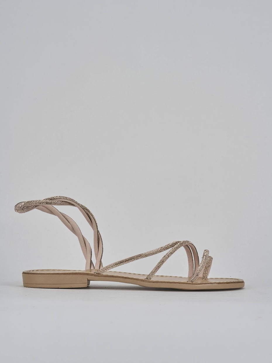 Sandalias de tacón bajo tacón 1 cm rosa cuero