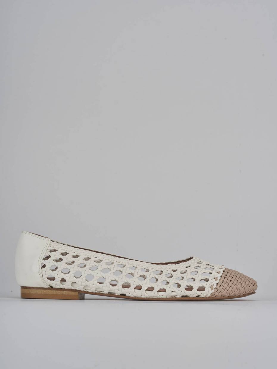 Bailarinas tacón 1 cm blanco cuero