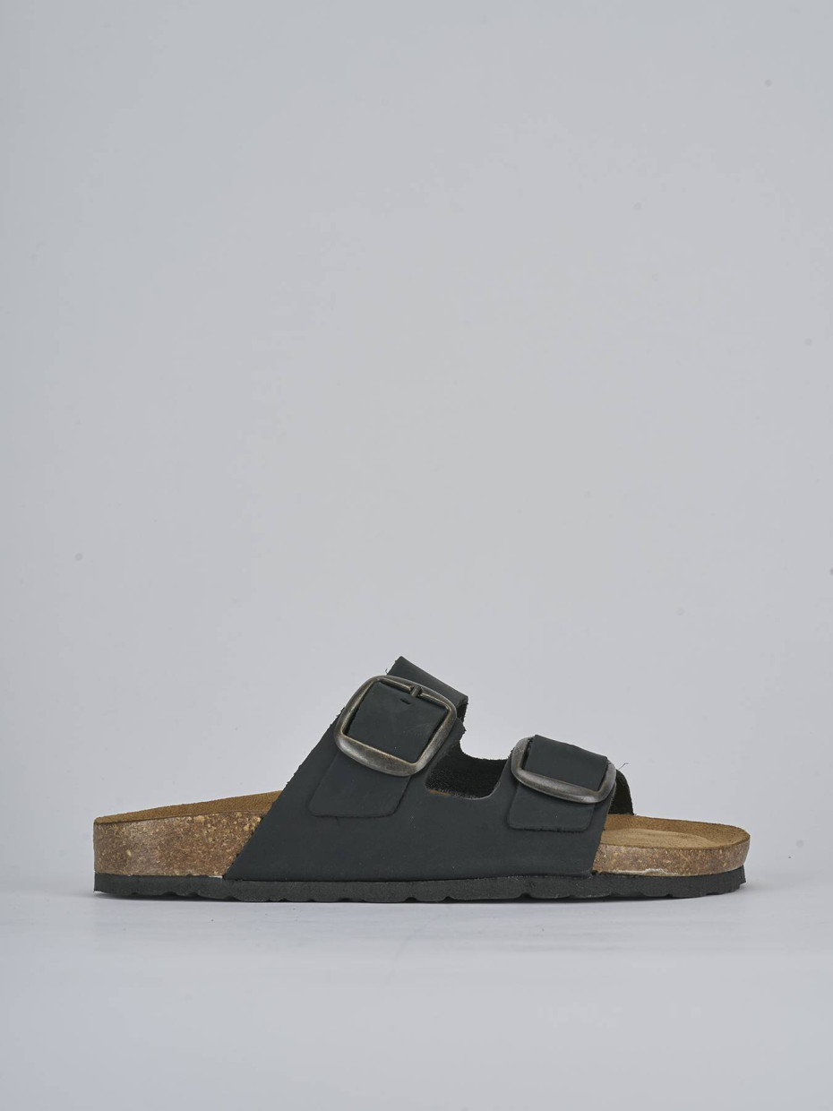 Mules tacón 1 cm negro nobuk