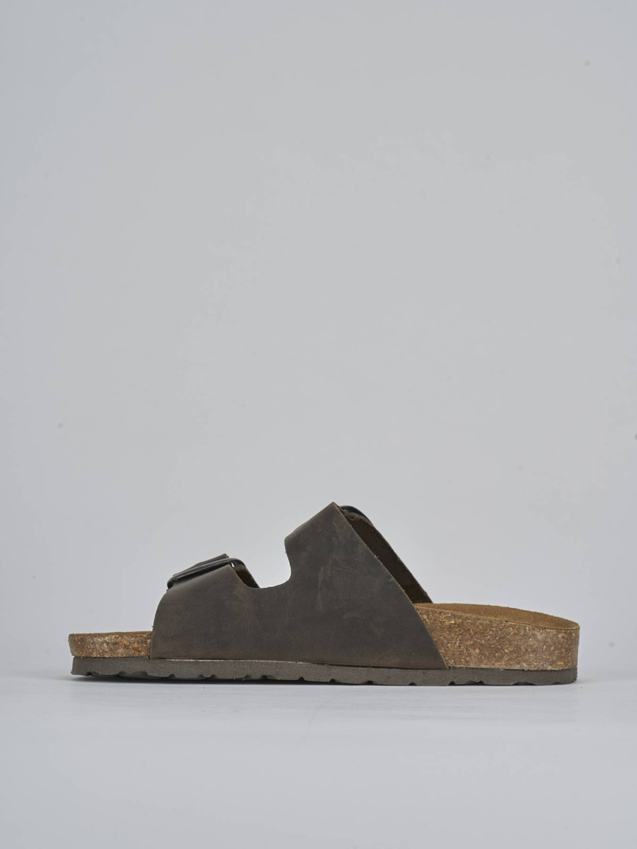 Mules tacón 1 cm marrón oscuro nobuk