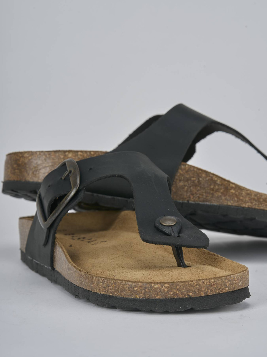 Mules tacón 1 cm negro nobuk