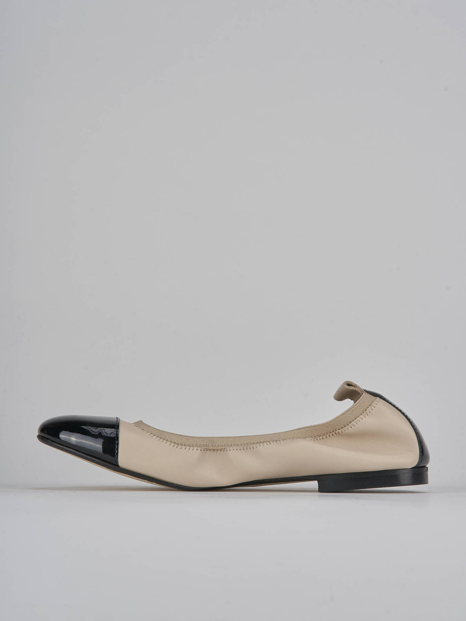 Bailarinas tacón 1 cm beis cuero