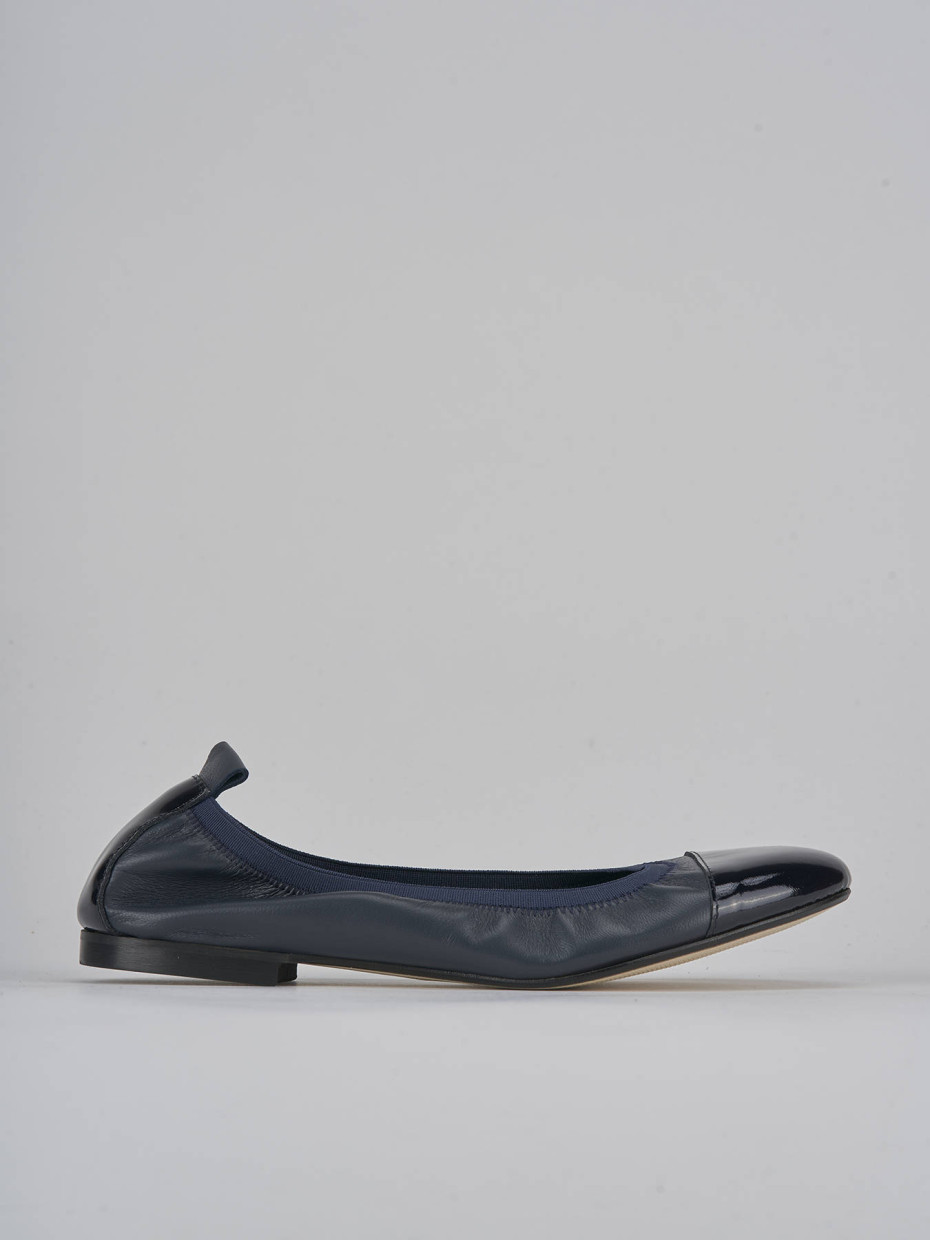 Flat shoes heel 1 cm blu leather