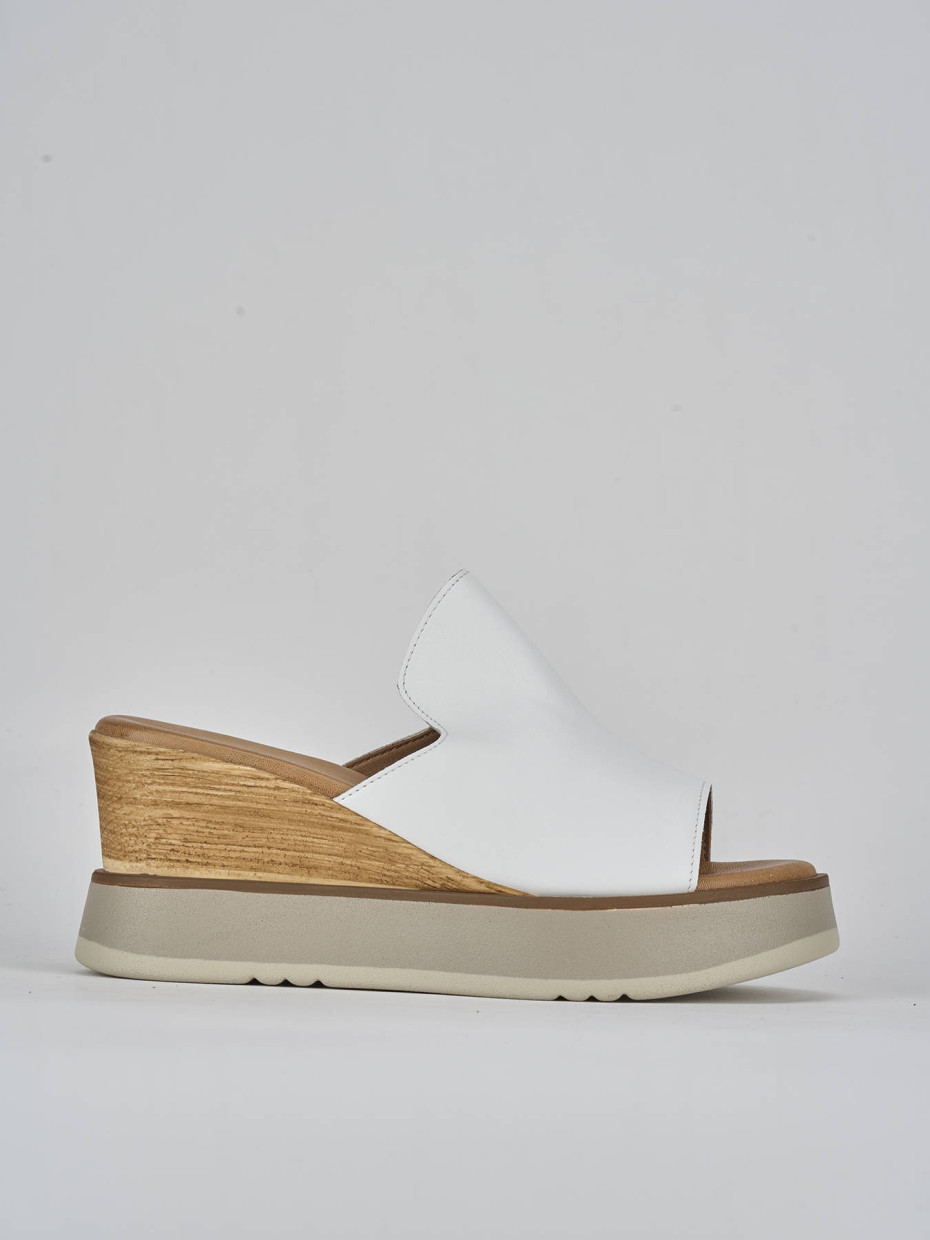 Mules tacón 9 cm blanco cuero