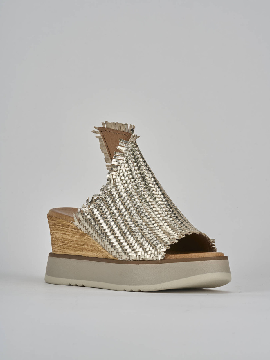 Mules tacón 8 cm oro cuero