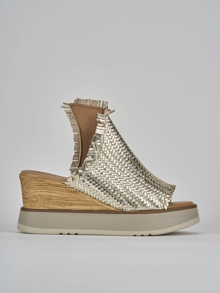 Mules tacón 8 cm oro cuero