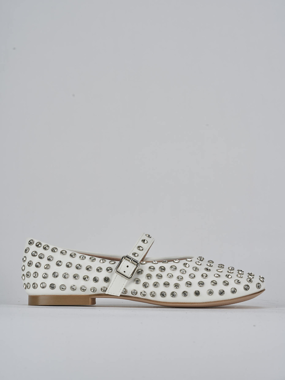 Bailarinas tacón 1 cm blanco cuero