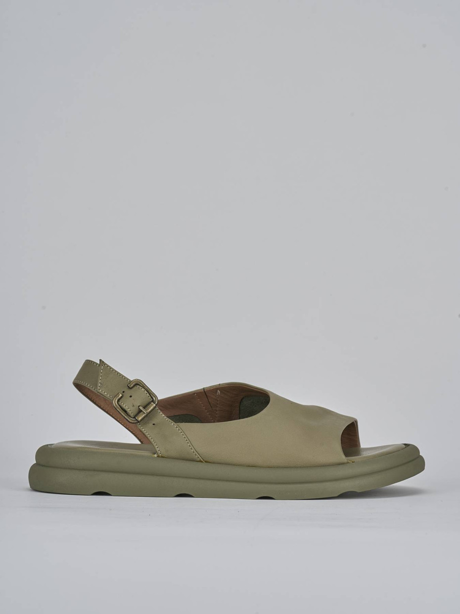 Wedge heels heel 3 cm green leather