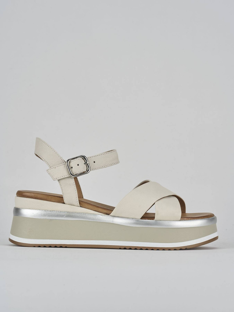 Wedge heels heel 5 cm white leather