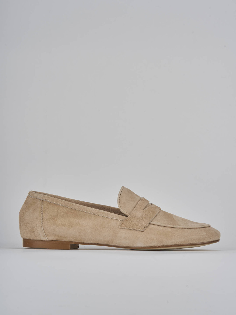 Mocassini tacco 1cm camoscio marrone
