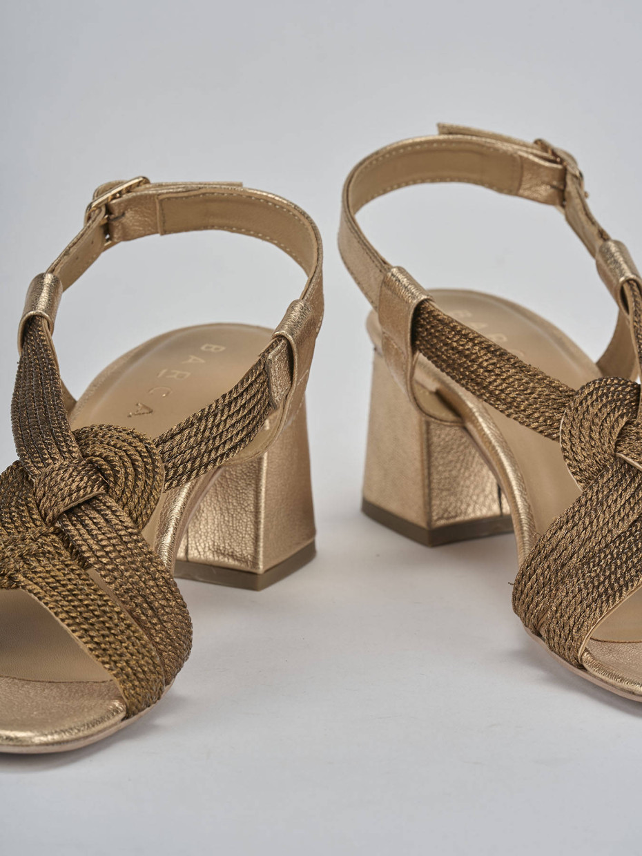 Sandalias de tacón alto tacón 5 cm bronce cuero