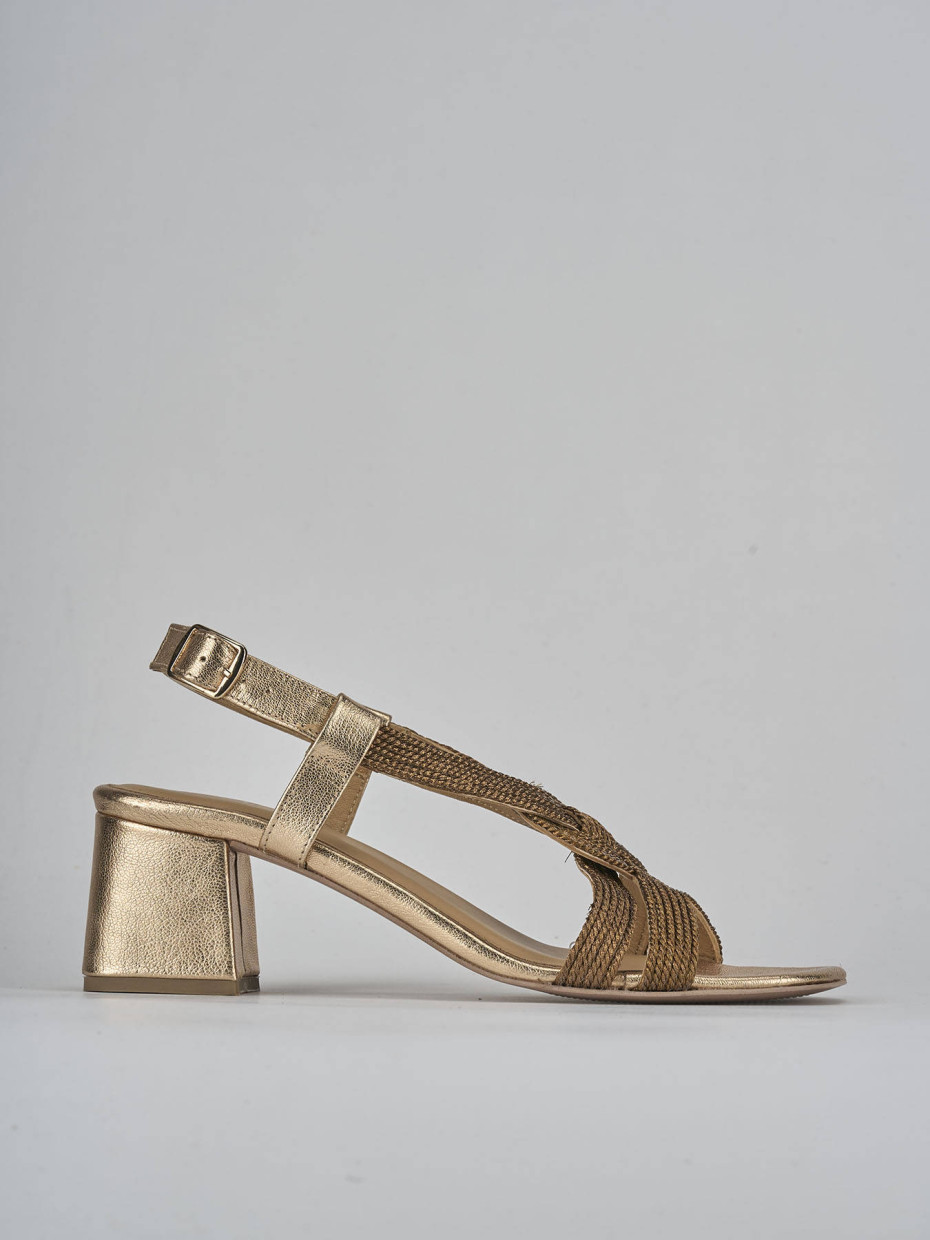 Sandalias de tacón alto tacón 5 cm bronce cuero