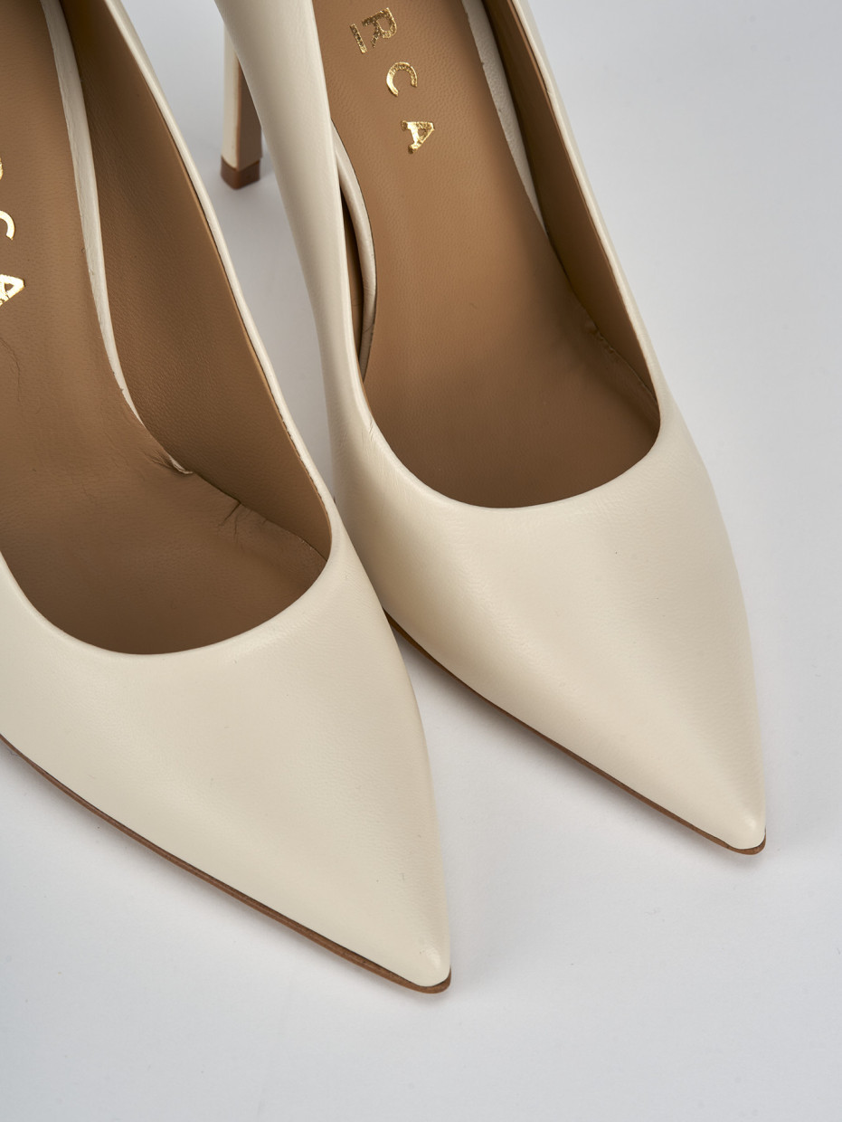 Zapatos de salón tacón 10 cm blanco cuero