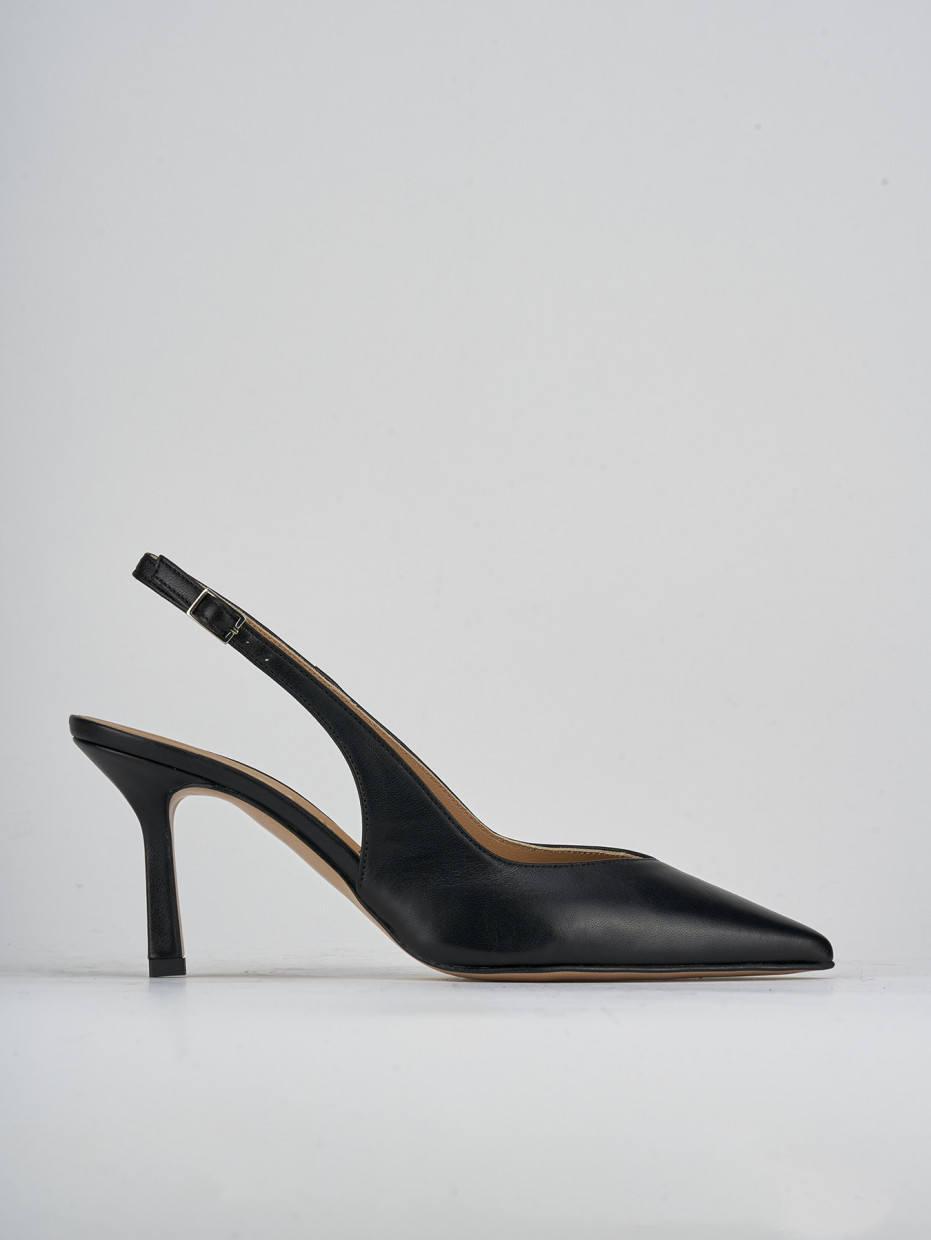 Slingback heel 7 cm black leather