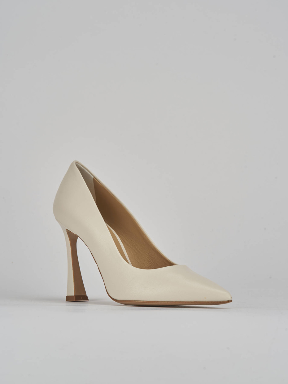 Zapatos de salón tacón 9 cm blanco cuero