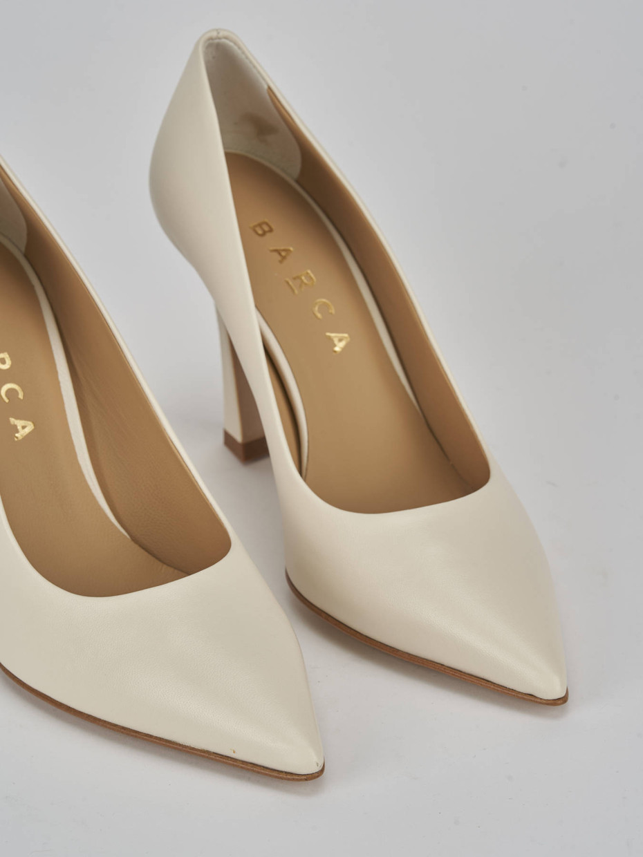 Zapatos de salón tacón 9 cm blanco cuero