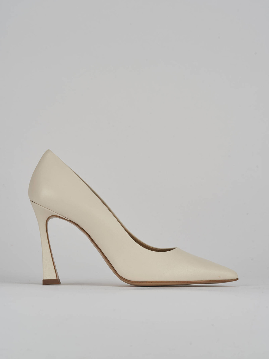 Zapatos de salón tacón 9 cm blanco cuero