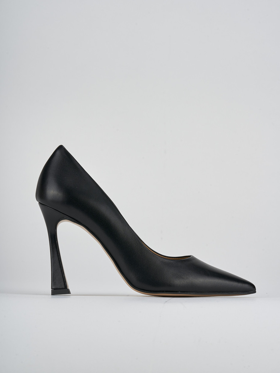 Zapatos de salón tacón 9 cm negro cuero