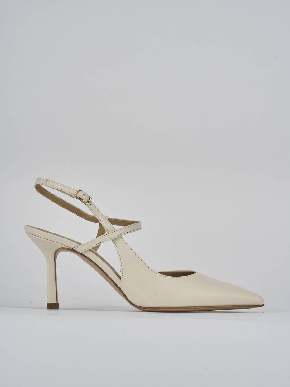 Salones destalonados tacón 7 cm blanco cuero