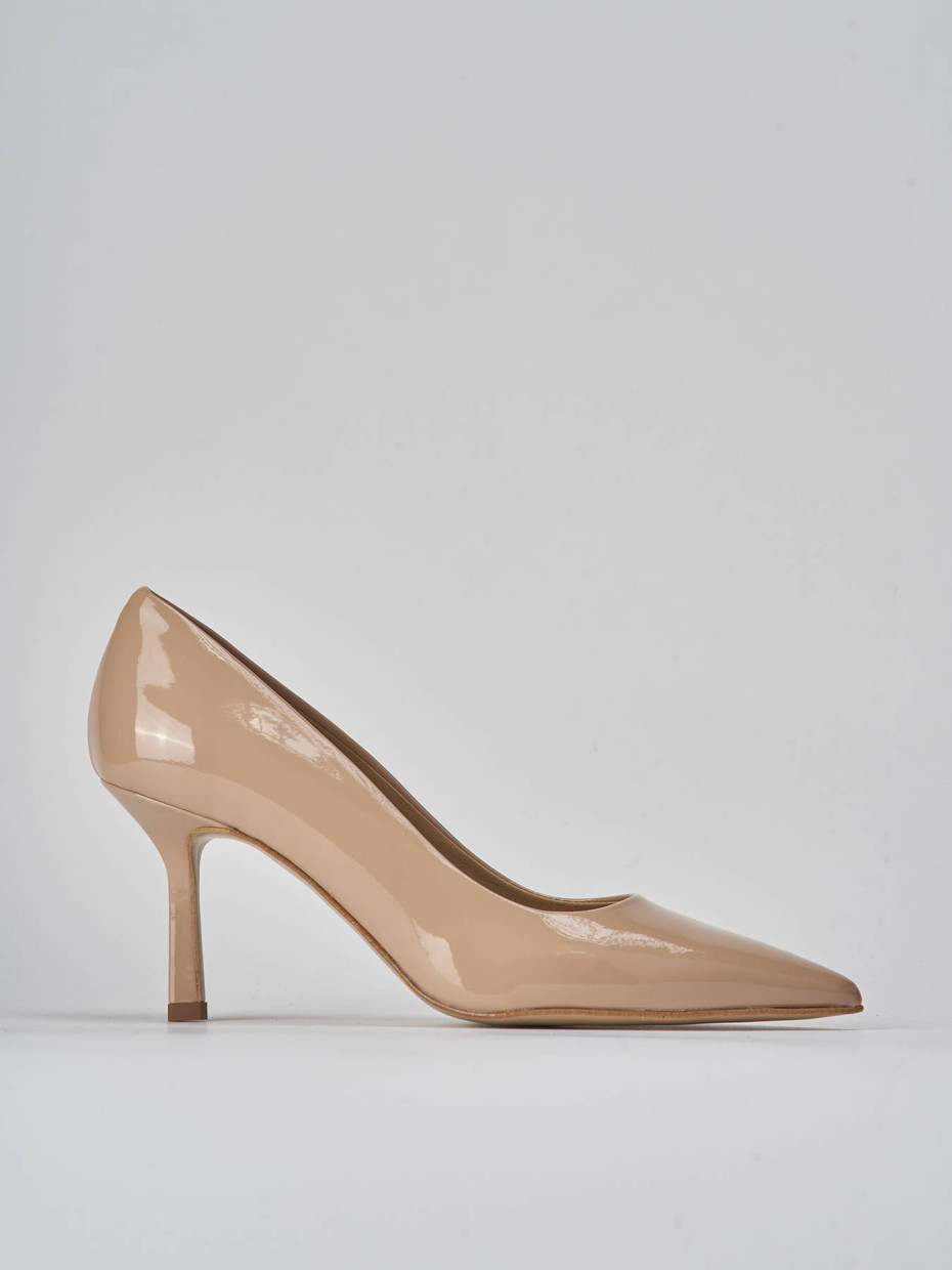 Zapatos de salón tacón 7 cm beis charol