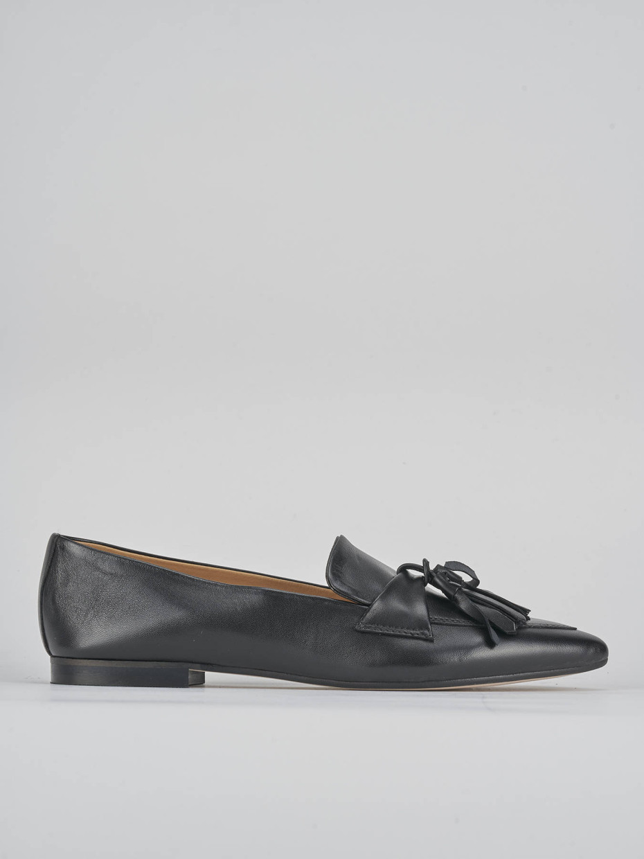 Mocasines tacón 1 cm negro cuero