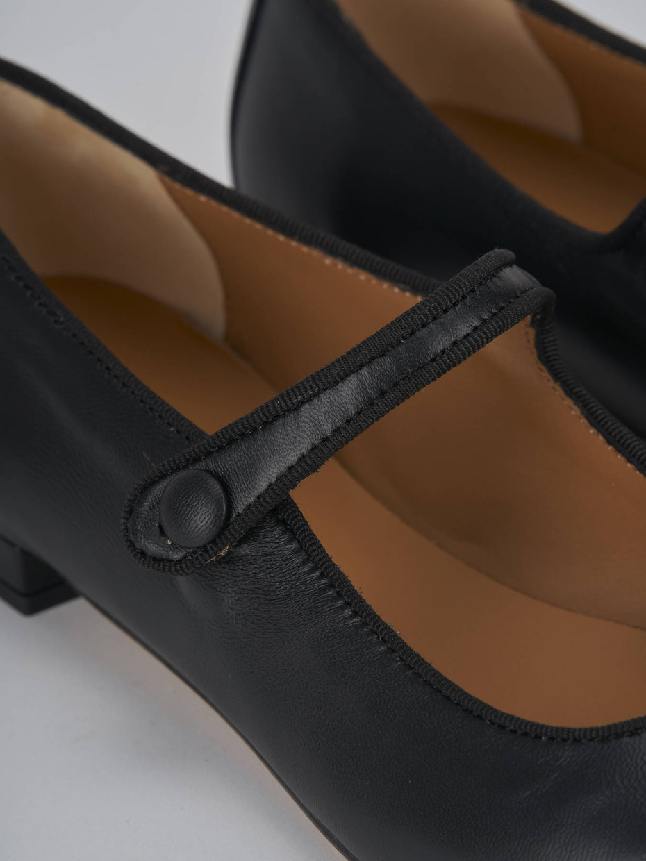 Bailarinas tacón 1 cm negro cuero