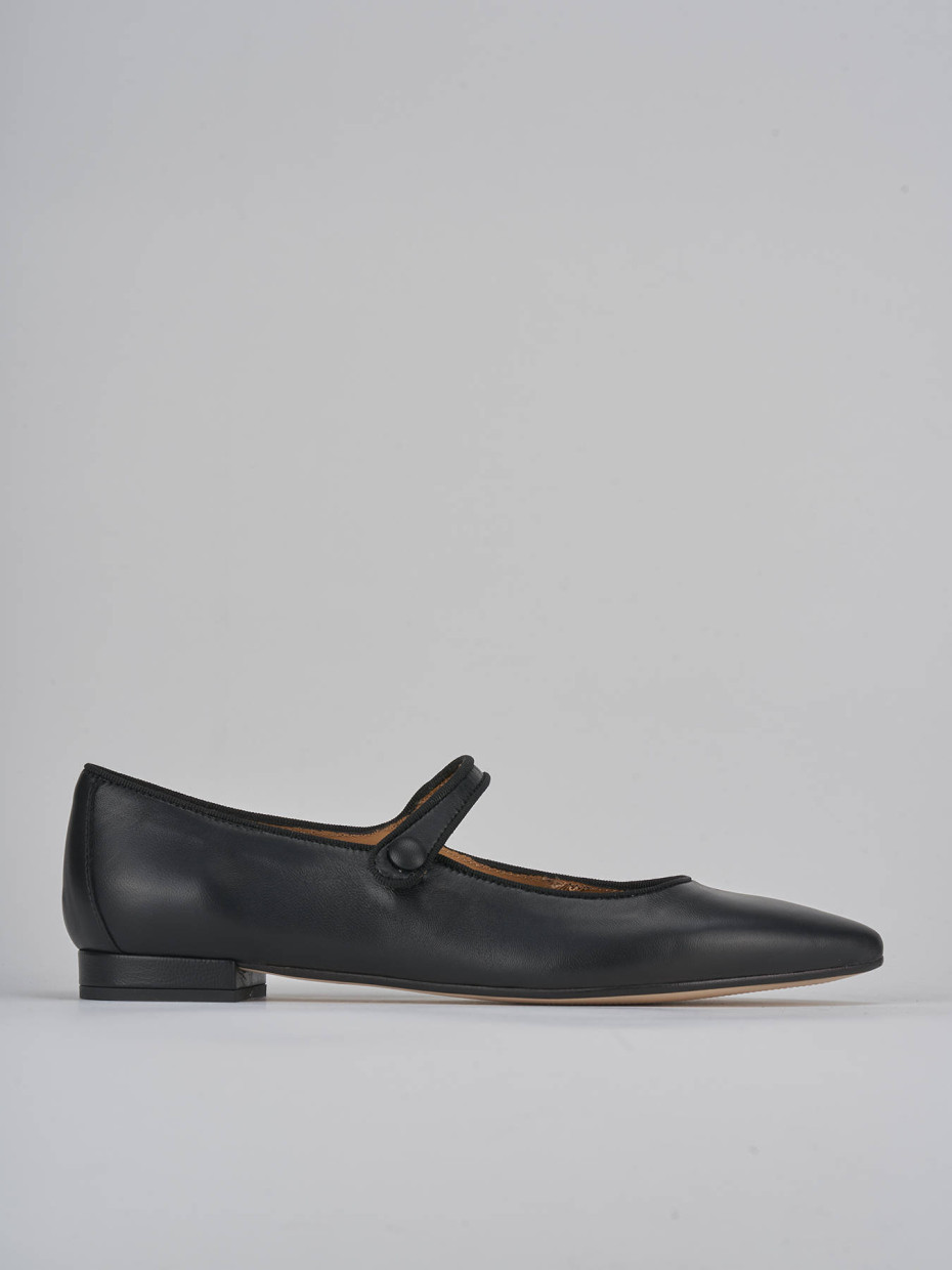 Bailarinas tacón 1 cm negro cuero