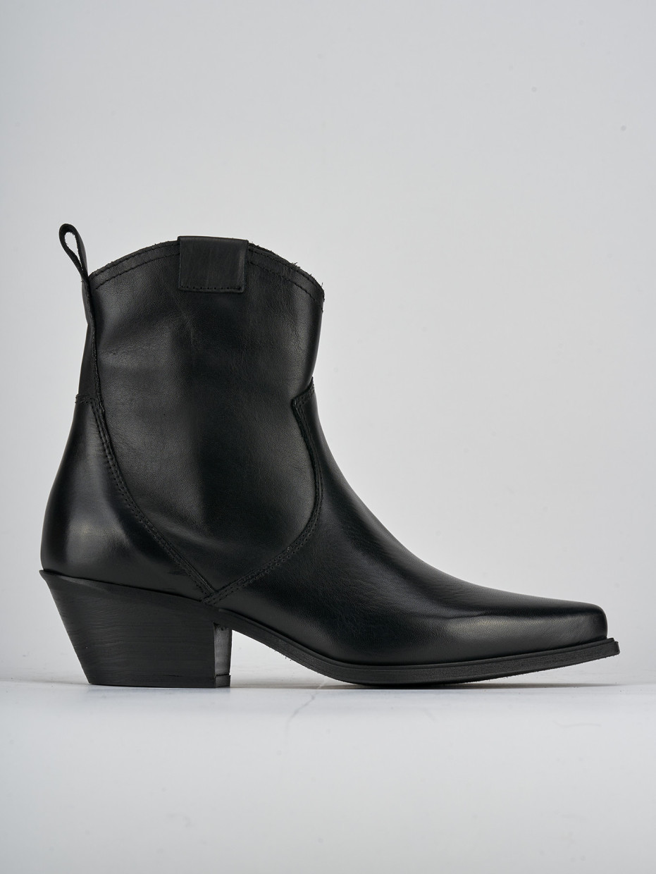 Botines de tacón alto tacón 6 cm negro cuero