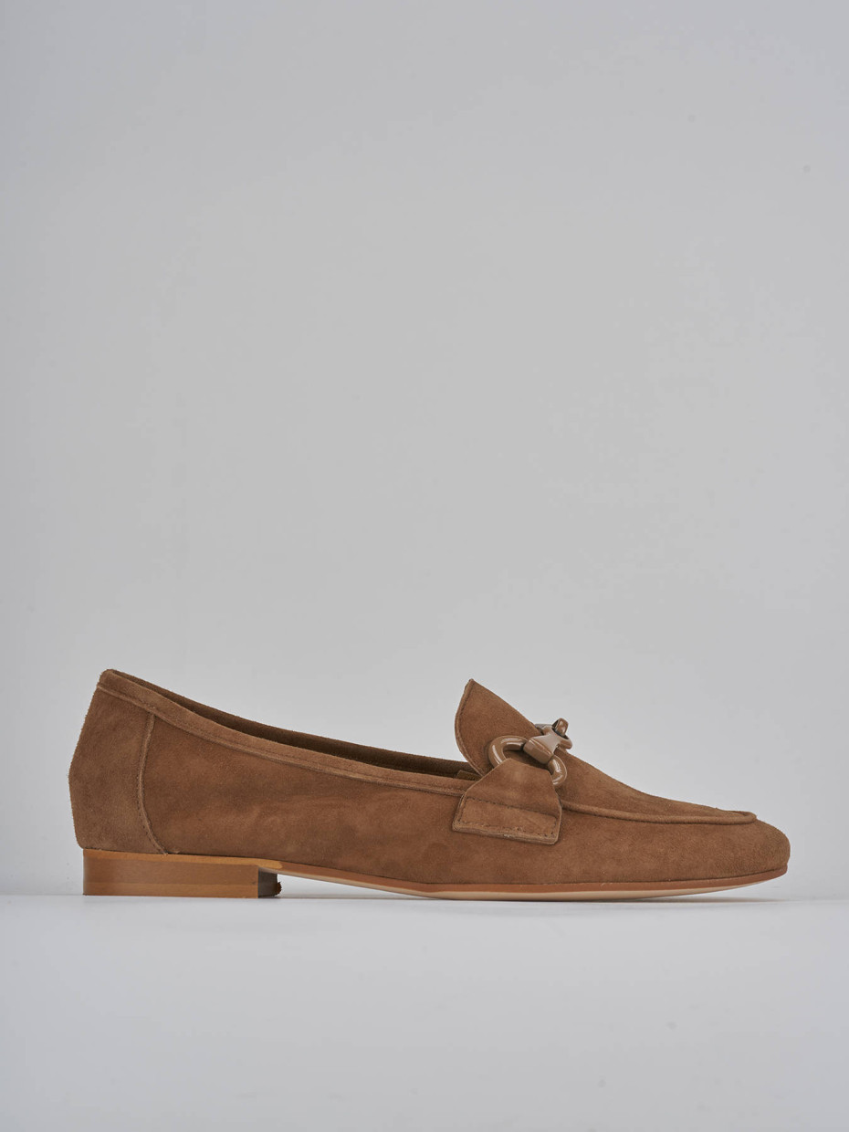 Mocasines tacón 1 cm marrón ante