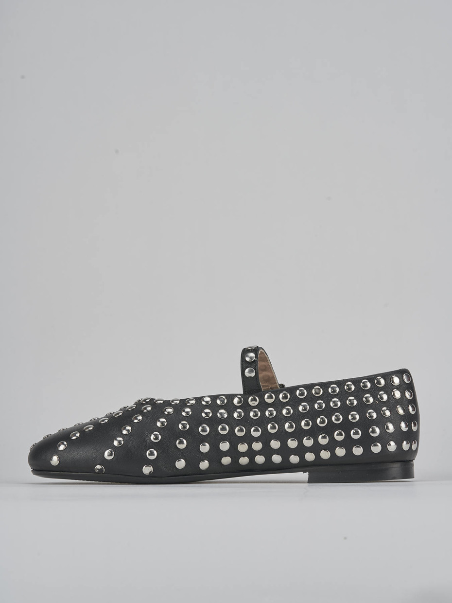 Bailarinas tacón 1 cm negro cuero