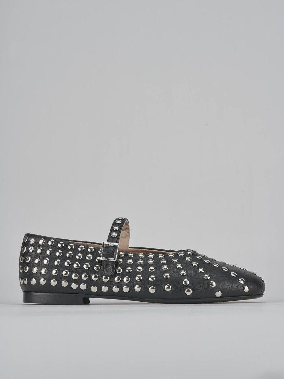 Bailarinas tacón 1 cm negro cuero