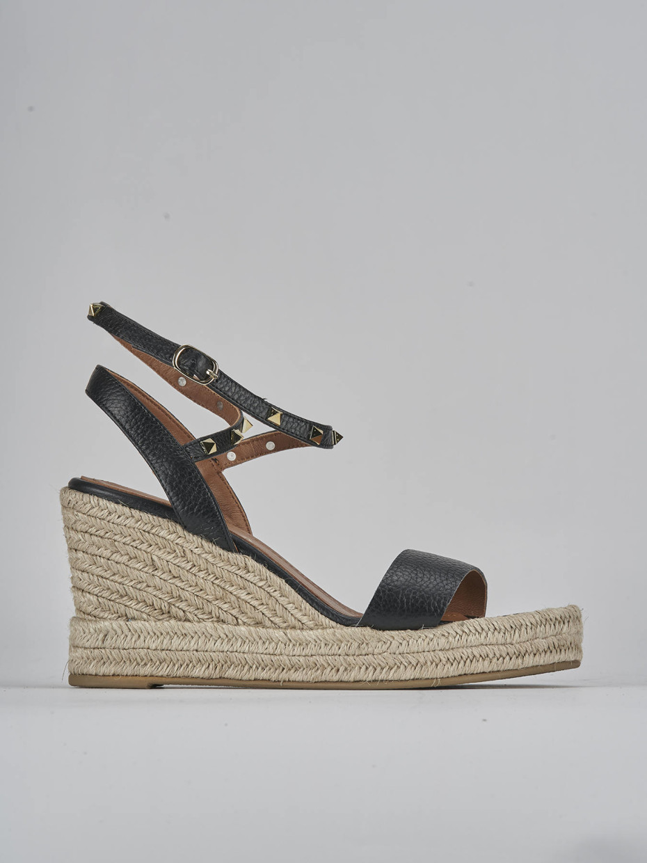 Wedge heels heel 9 cm black leather