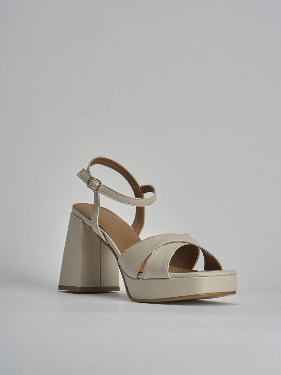 Sandalo tacco 8 cm bianco pelle