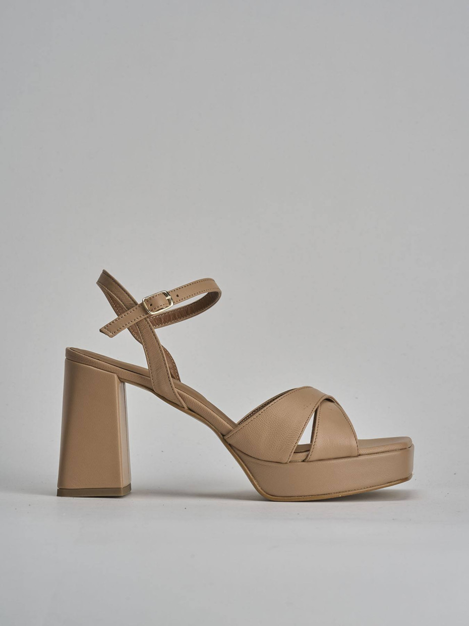 Sandalias de tacón alto tacón 8 cm marrón cuero