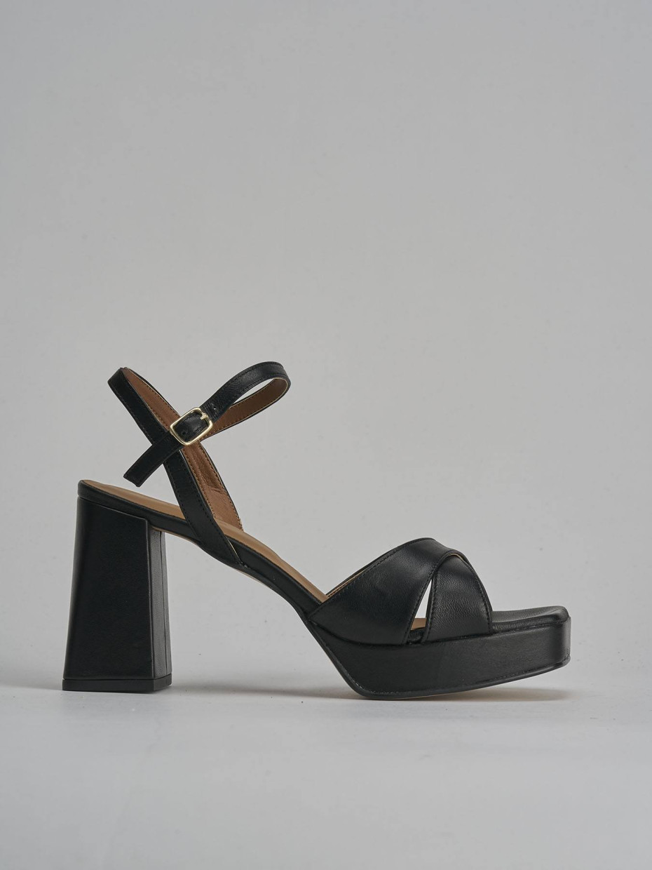 Sandalias de tacón alto tacón 8 cm negro cuero