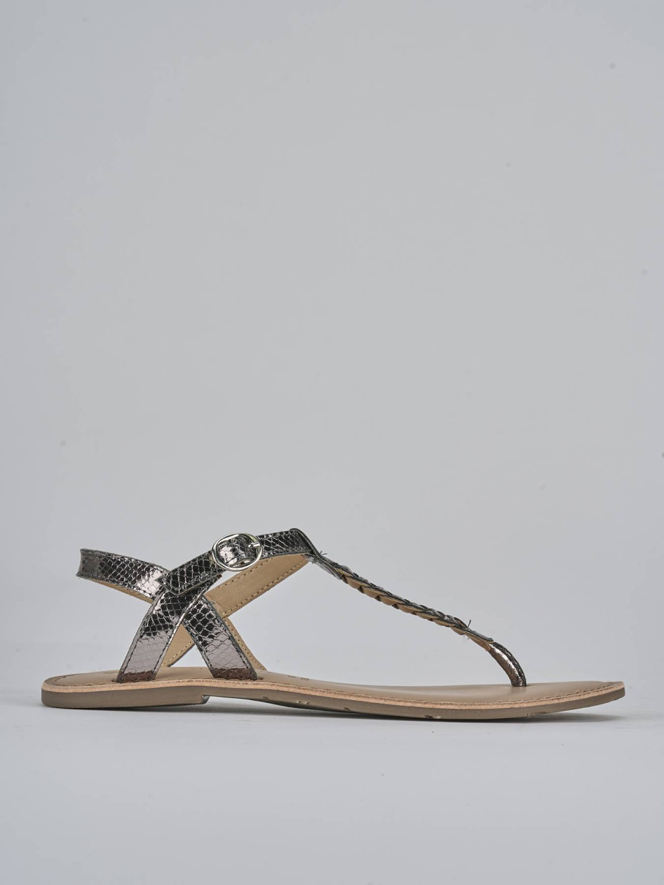 Low heel sandals heel 1 cm silver leather