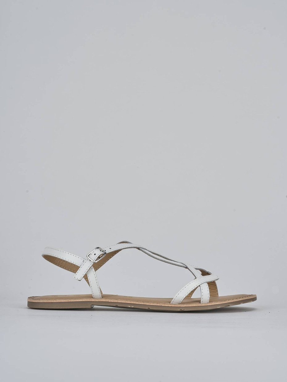 Sandalias de tacón bajo tacón 1 cm blanco cuero