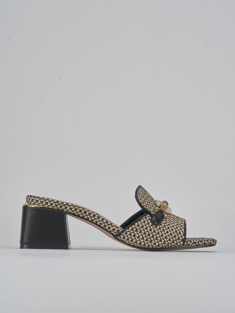 Mules tacón 4 cm beis cuero
