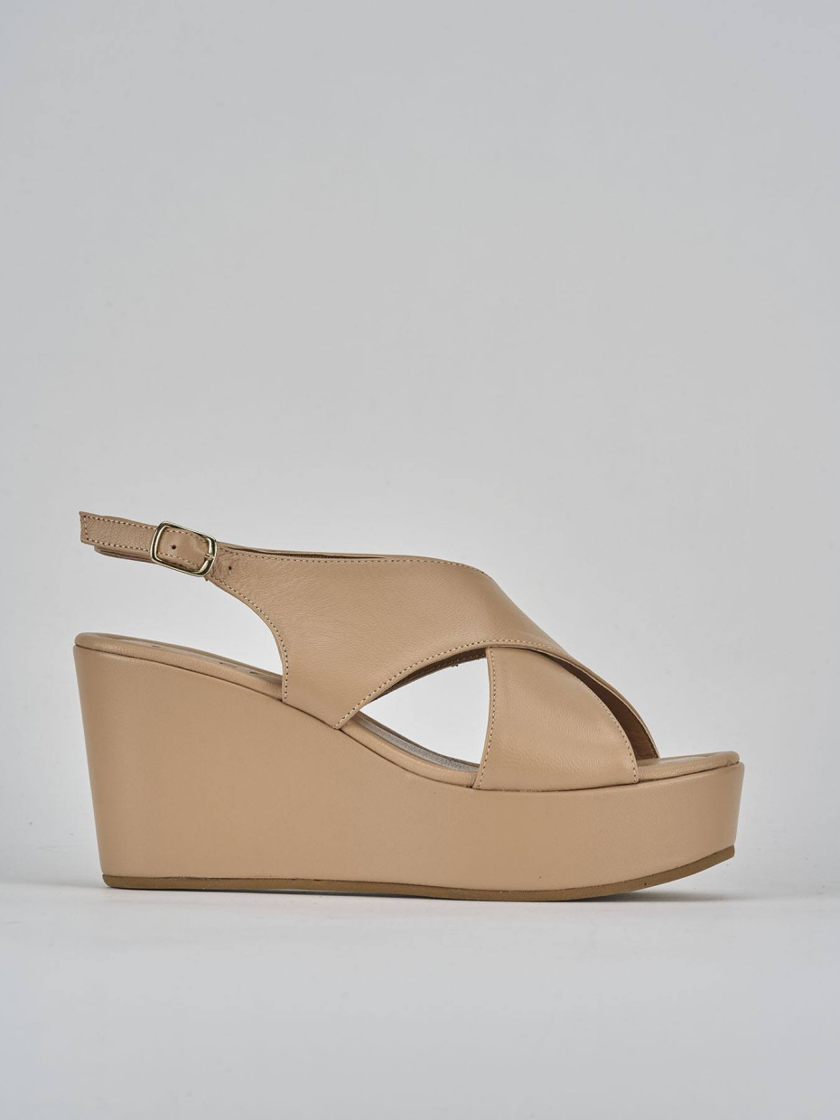Wedge heels heel 8 cm brown leather